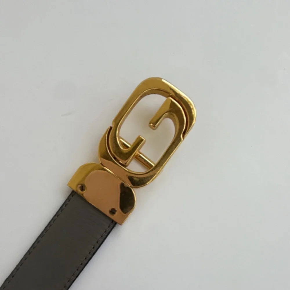 Gucci Reversible Leather Belt GG Gold Buckle Green Burgundy 36 036-0901-1121